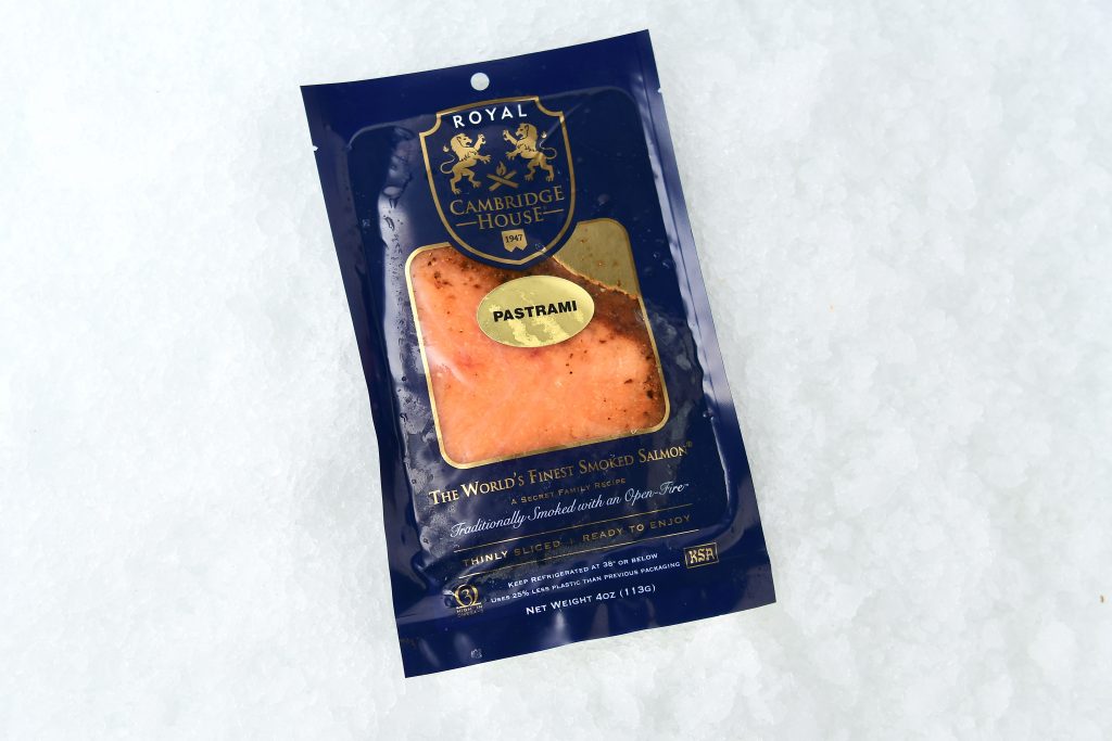 Smoked salmon pastrami flavor in package