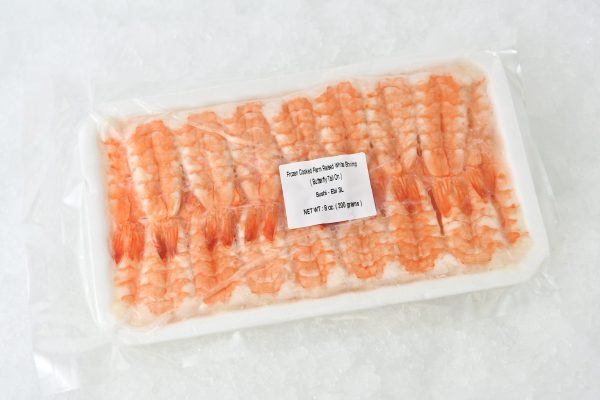 Cooked ama ebi shrimp tails in package