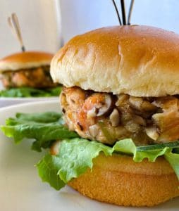 Salmon Shitake Burger with Teriyaki Sauce