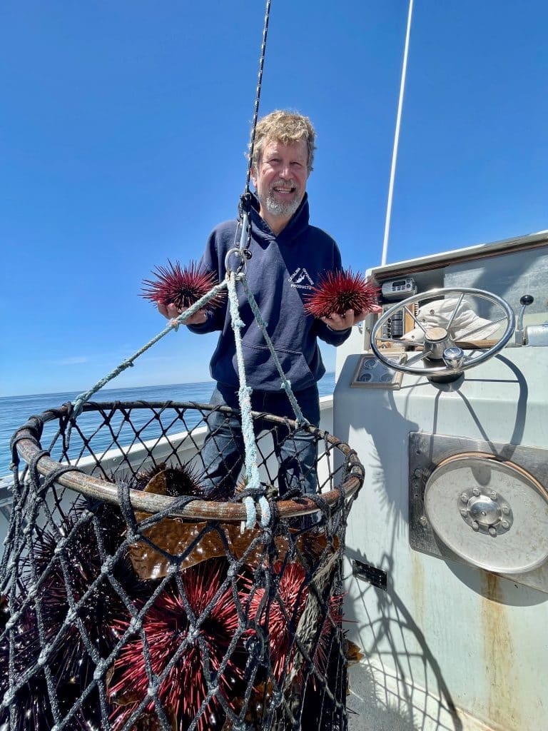 Dave Rudie with sea urchin harvest